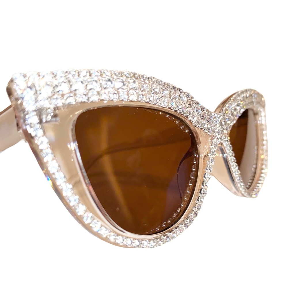 Rhinestone Bling Cat Eye Sunglasses in Champaign Brand New - Picture 9 of 12